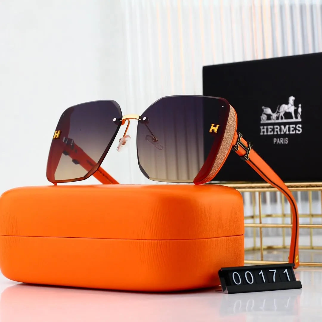 H Rimless Cut Edge Square Sunglasses
