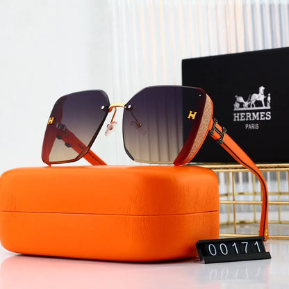 H Rimless Cut Edge Square Sunglasses