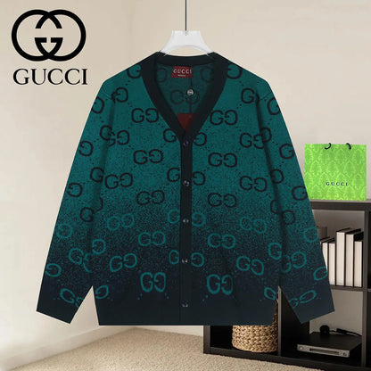 Gradient  V-Neck Knit Cardigan