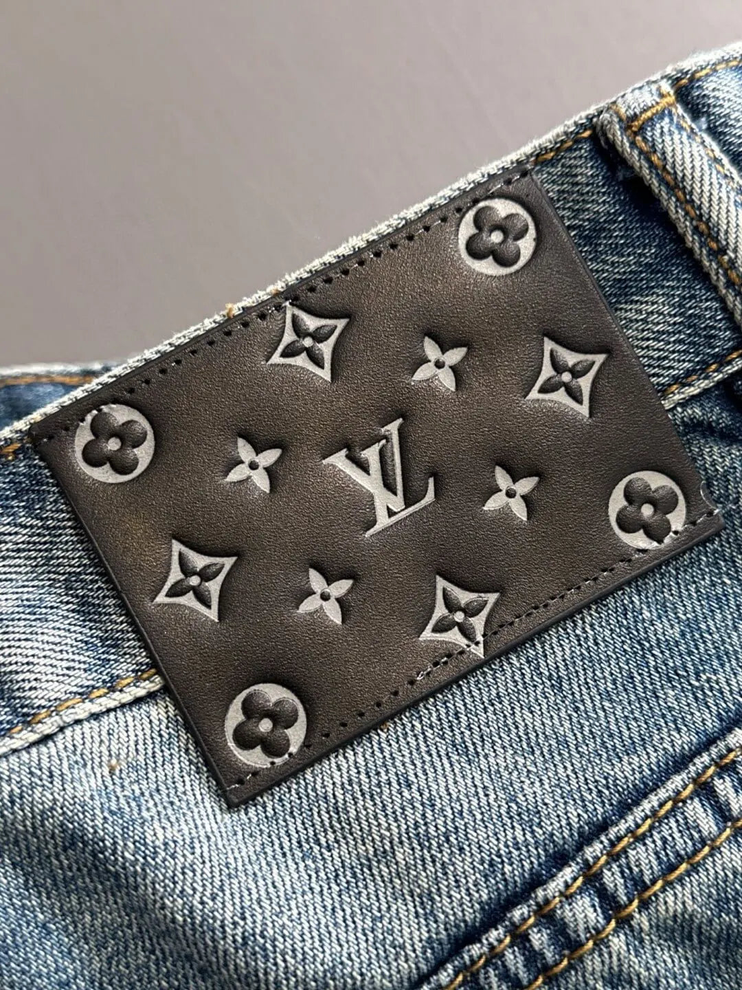 Smiley Patchwork Ripped Denim Shorts