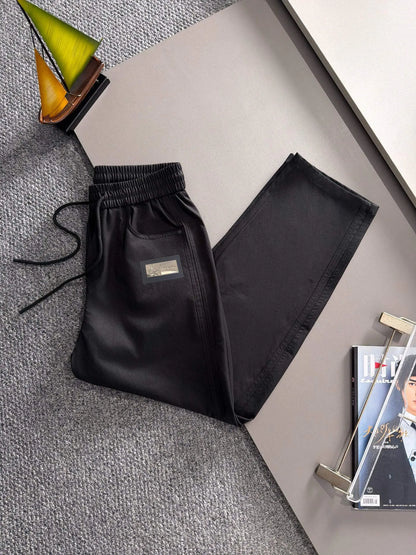 Label Decor Straight Casual Pants