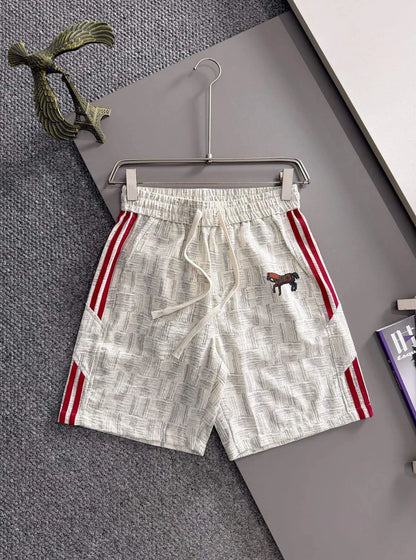 Horse Embroidery Side Stripe Shorts