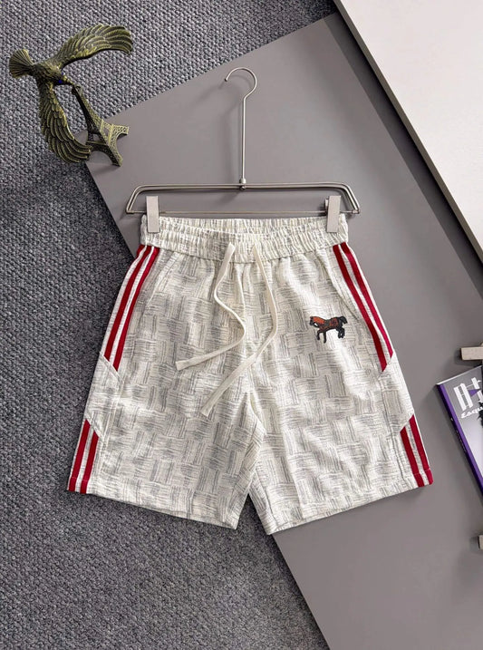 Horse Embroidery Side Stripe Shorts