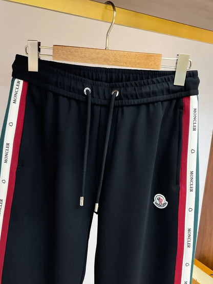 Color‑Block Side Tape Badge Straight Pants