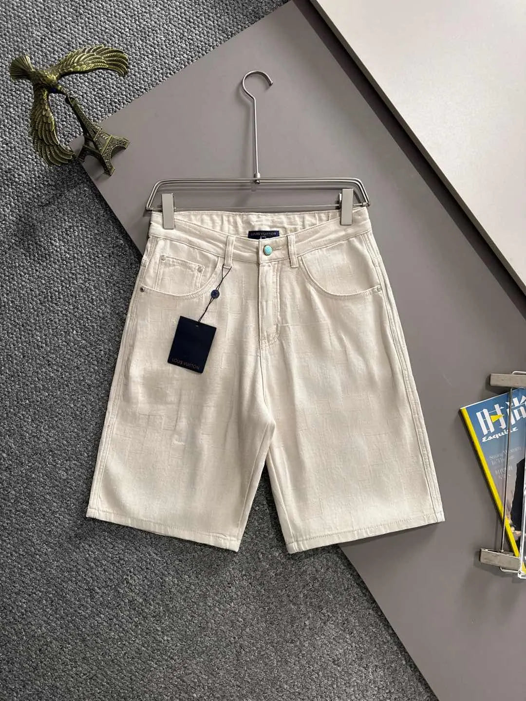 Embossed Texture Denim Shorts