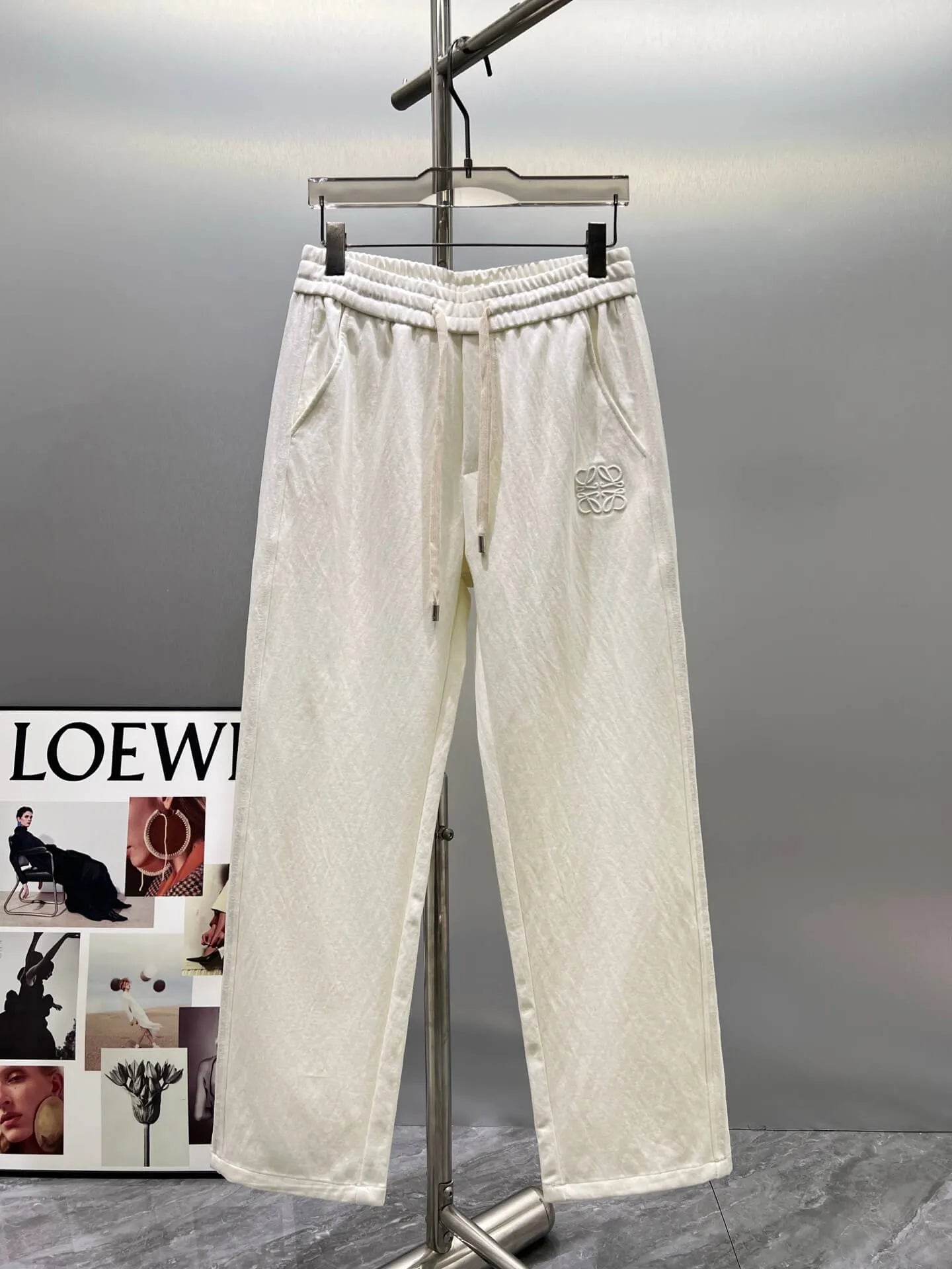 Geometric Embroidery Loose Straight Pants