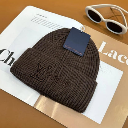 Multi-Color Embroidered Emblem Knitted Beanie