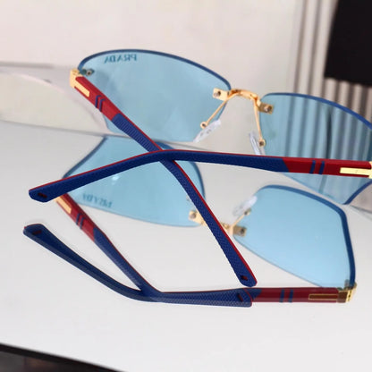 Rimless Cut Rectangle Sunglasses