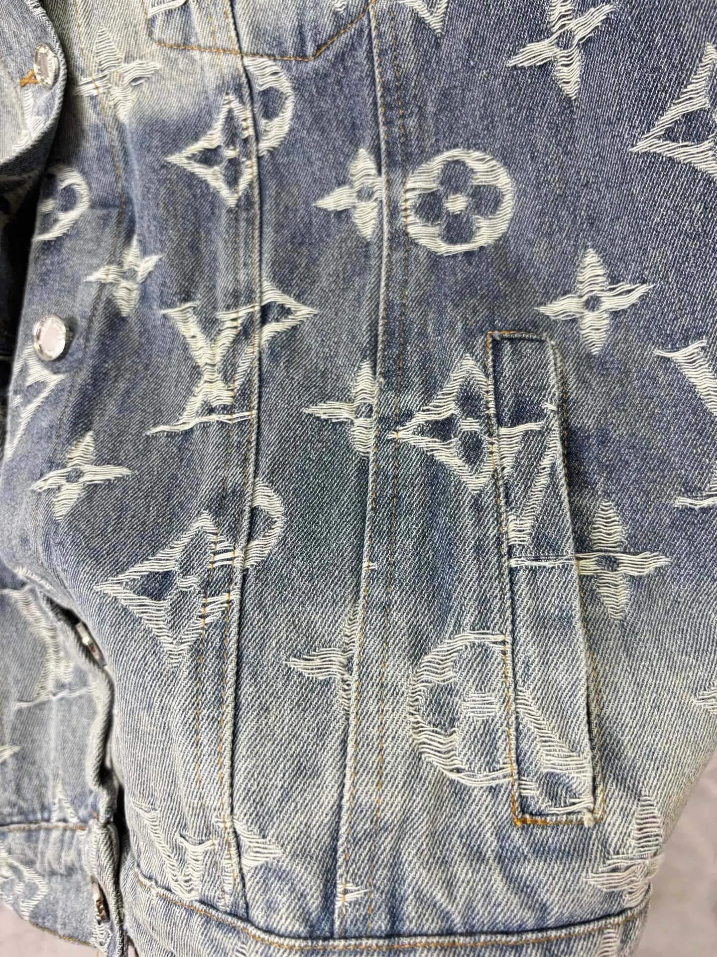All‑Over Embroidered Jacquard Denim Jacket