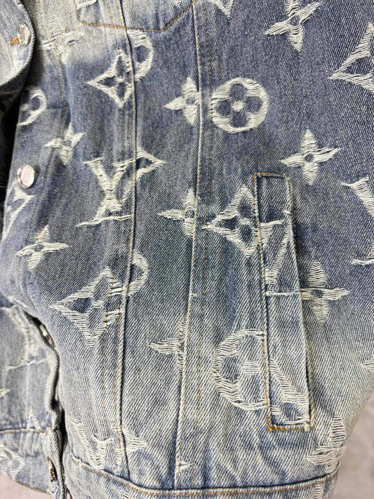 All‑Over Embroidered Jacquard Denim Jacket