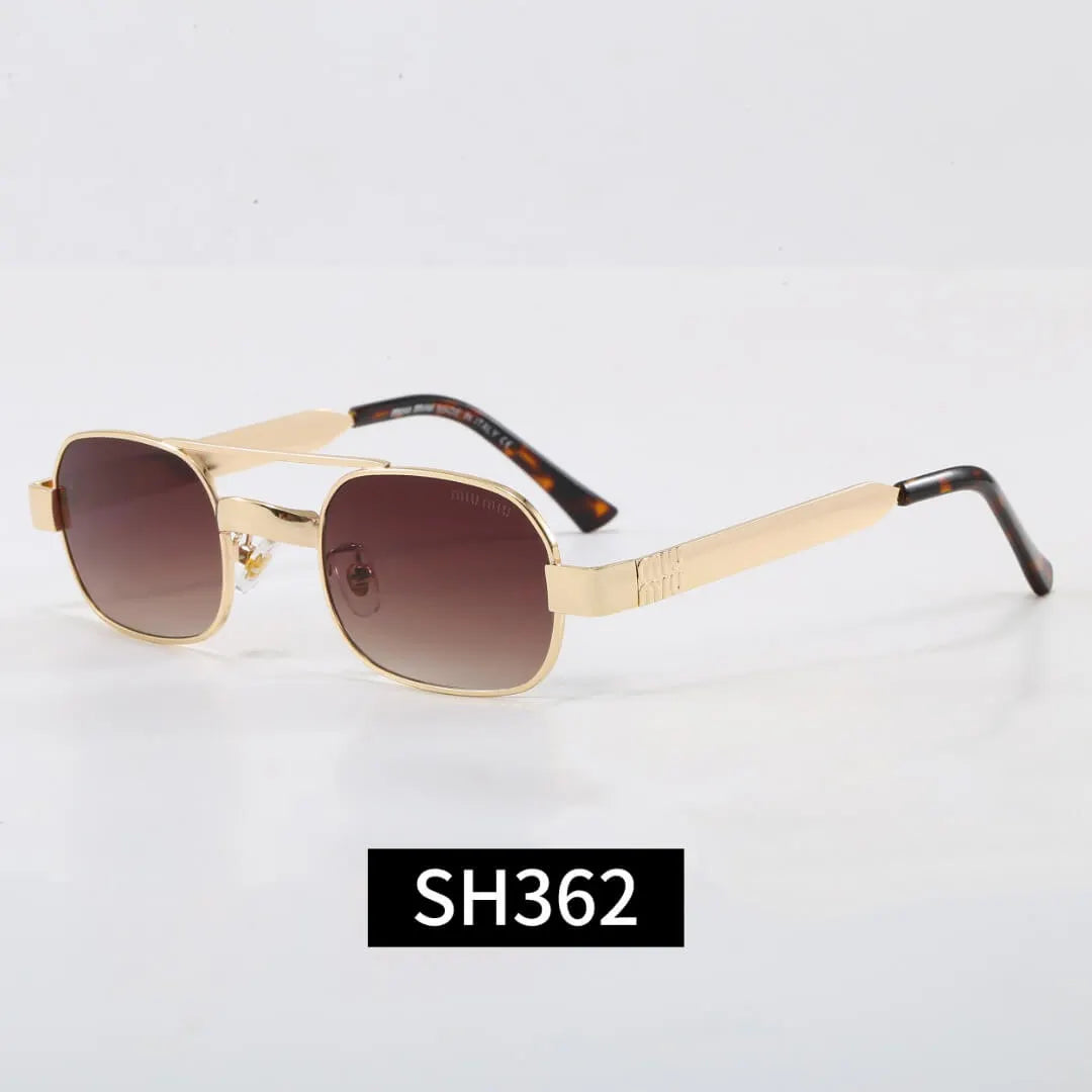 Double Bridge Metal Rectangle Sunglasses