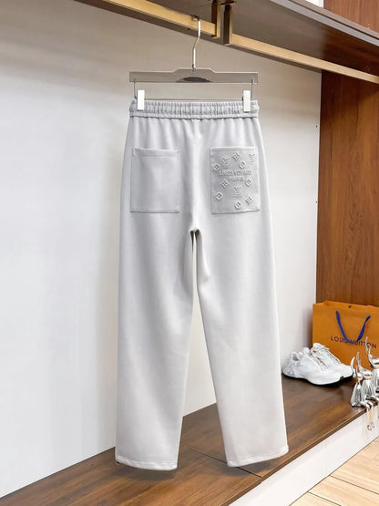 Simple Embossed   Straight‑fit Pants