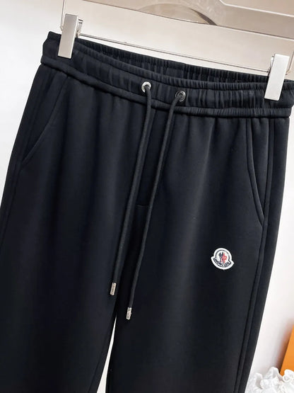 Chest Embroidered Badge Back‑Pocket Motif Pants