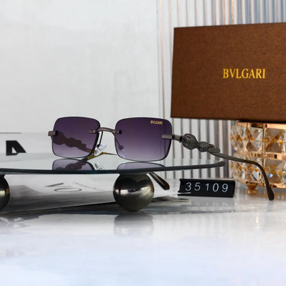 Snake Detail Rimless Rectangle Sunglasses