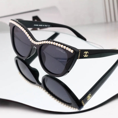Cat-eye Pearl Trim Sunglasses
