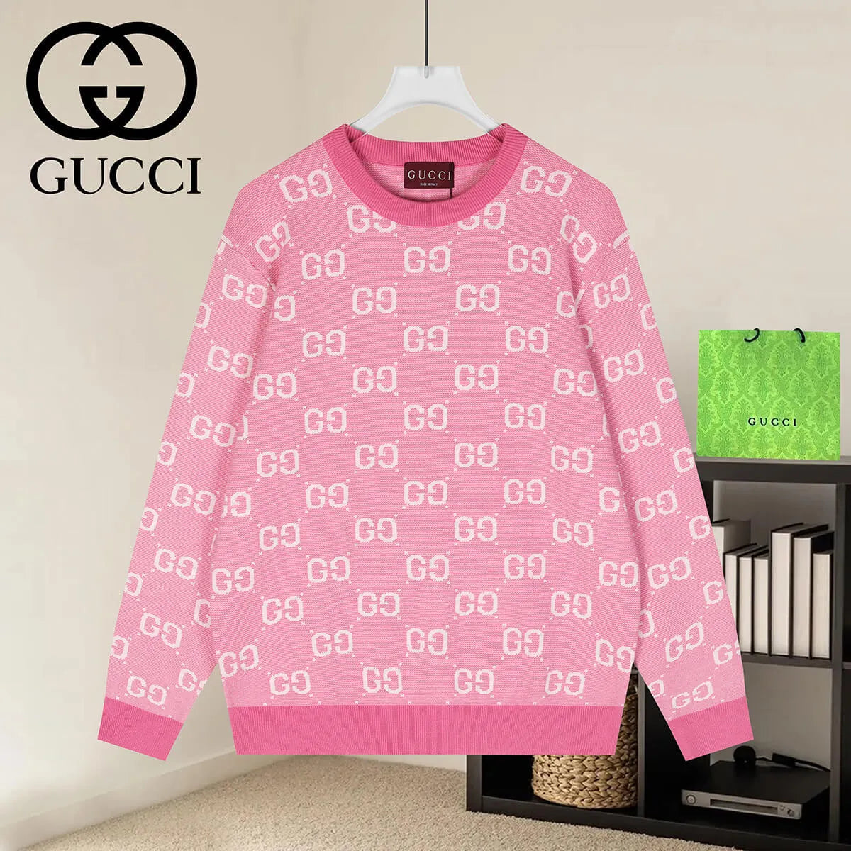 Jacquard Crew Neck Knit Sweater