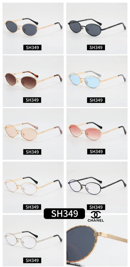 Slim Metal Oval Vintage Sunglasses