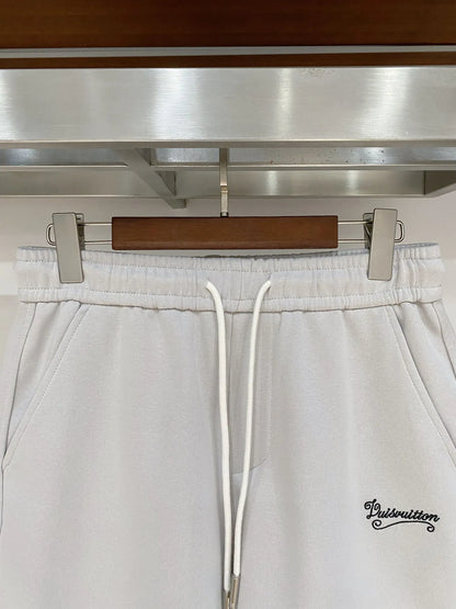Vintage Script   Embroidered Casual Shorts