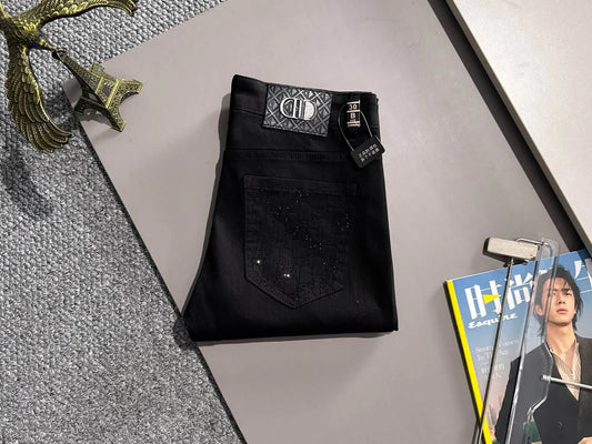 Men's Slim Black Straight Jeans