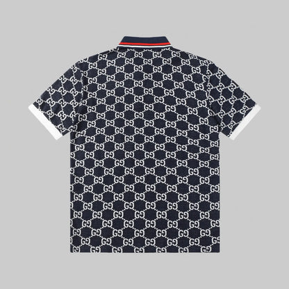 All‑Over Print Color‑Blocked Polo Shirt