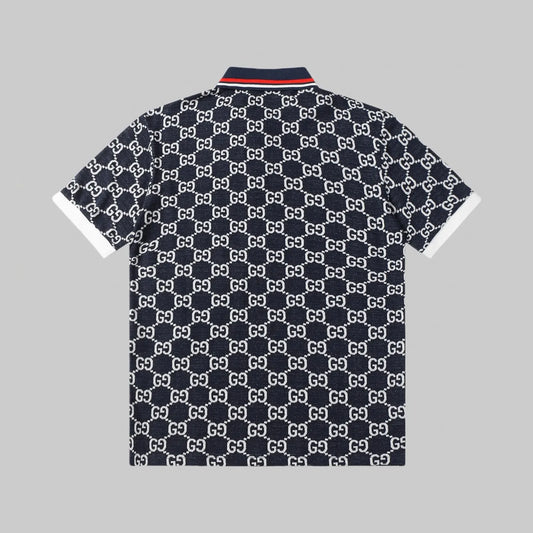 All‑Over Print Color‑Blocked Polo Shirt
