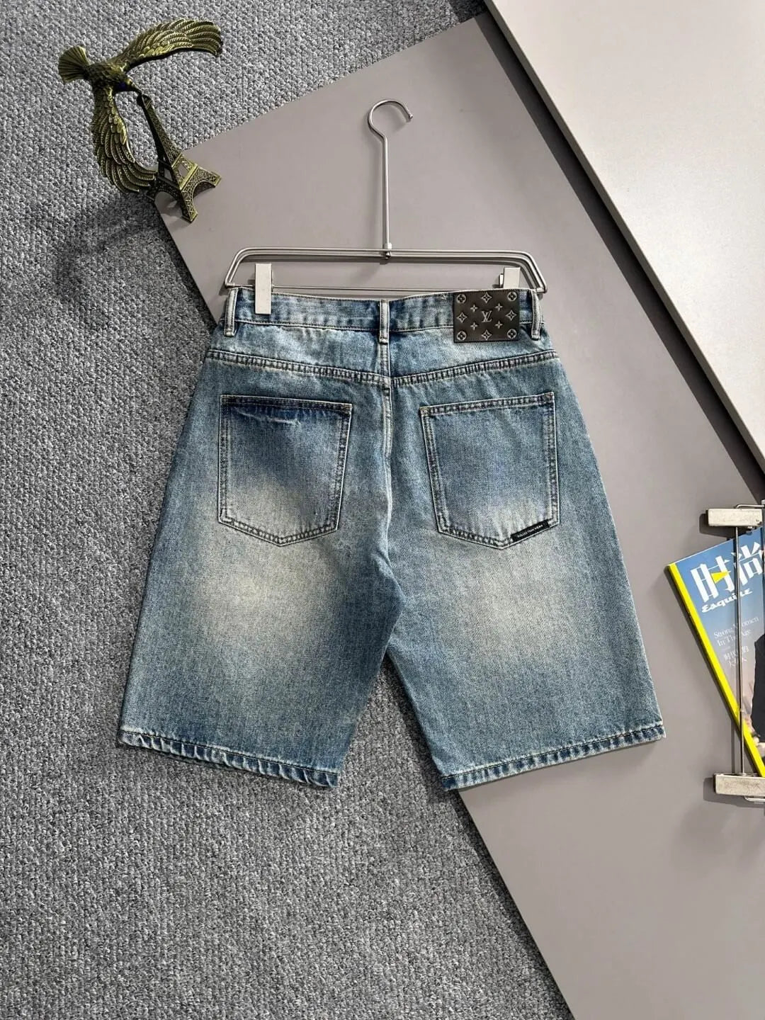 Smiley Patchwork Ripped Denim Shorts