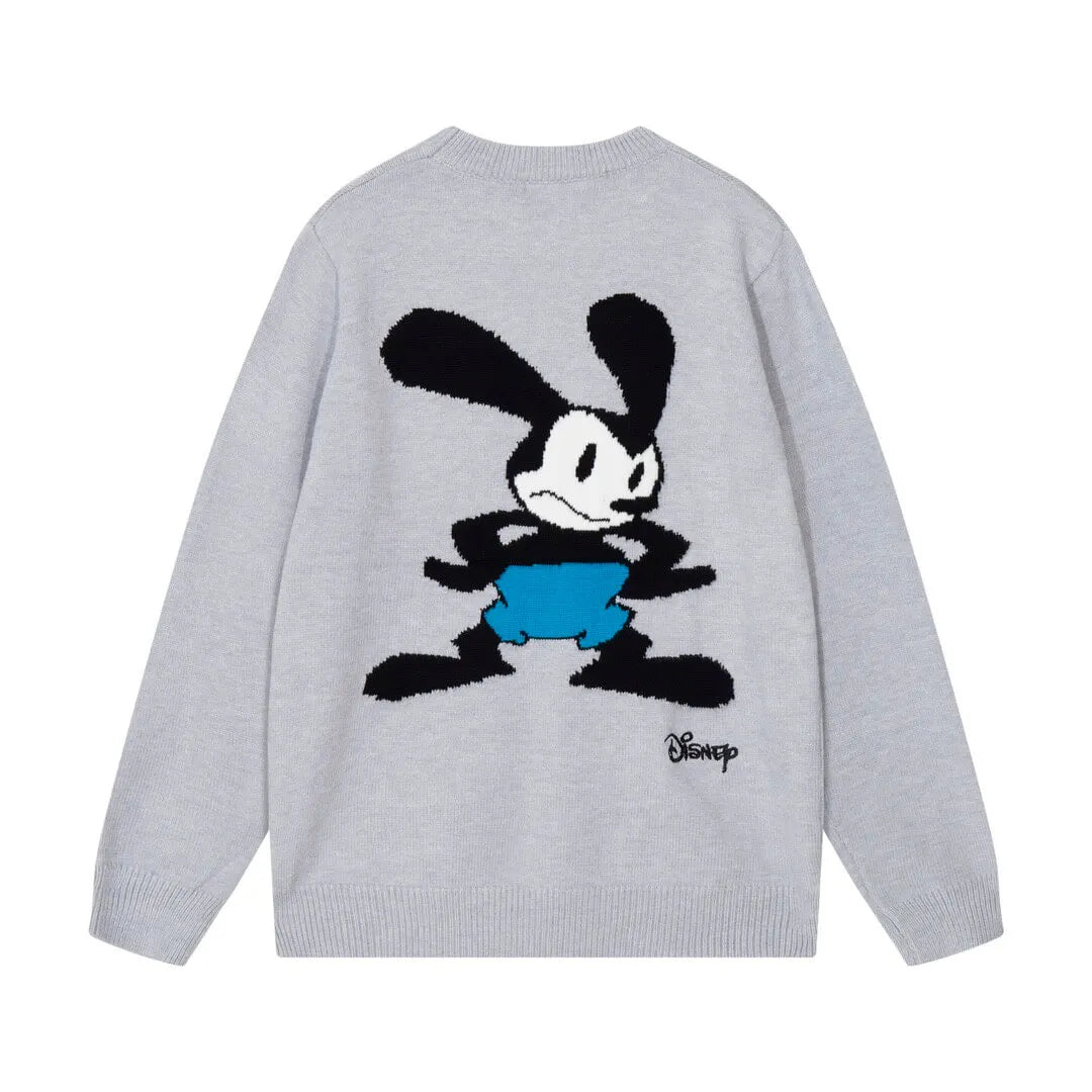Cartoon Embroidery Red Sweater