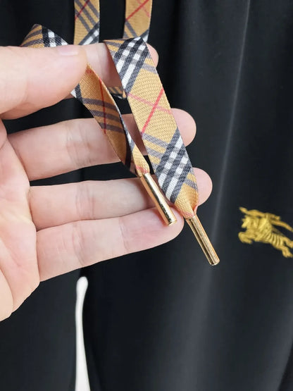 Plaid Drawstring Knight Embroidered Jogger Pants