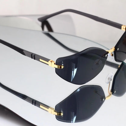 Rimless Cut Oval Sunglasses