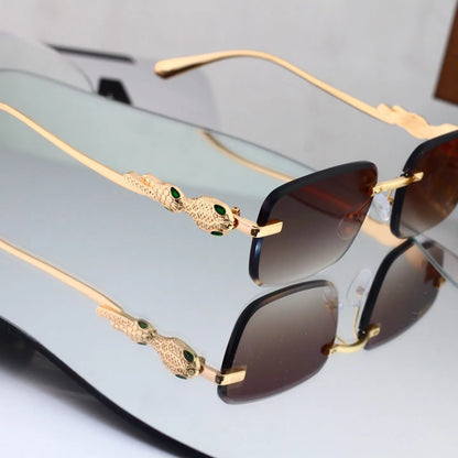 Business Rimless Rectangular Sunglasses