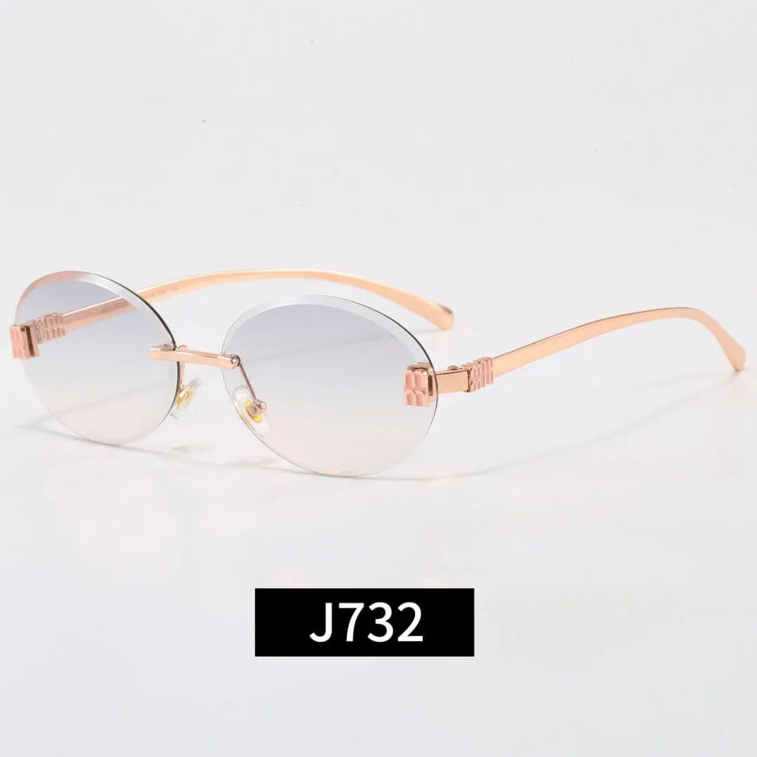 Rimless Oval Letter Sunglasses