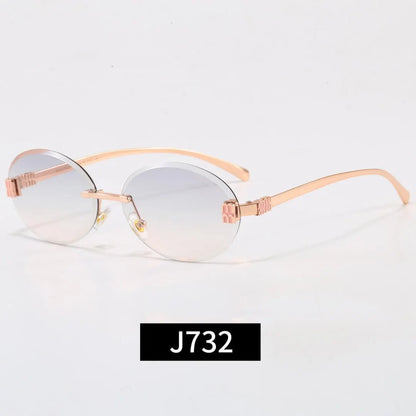 Rimless Oval Letter Sunglasses
