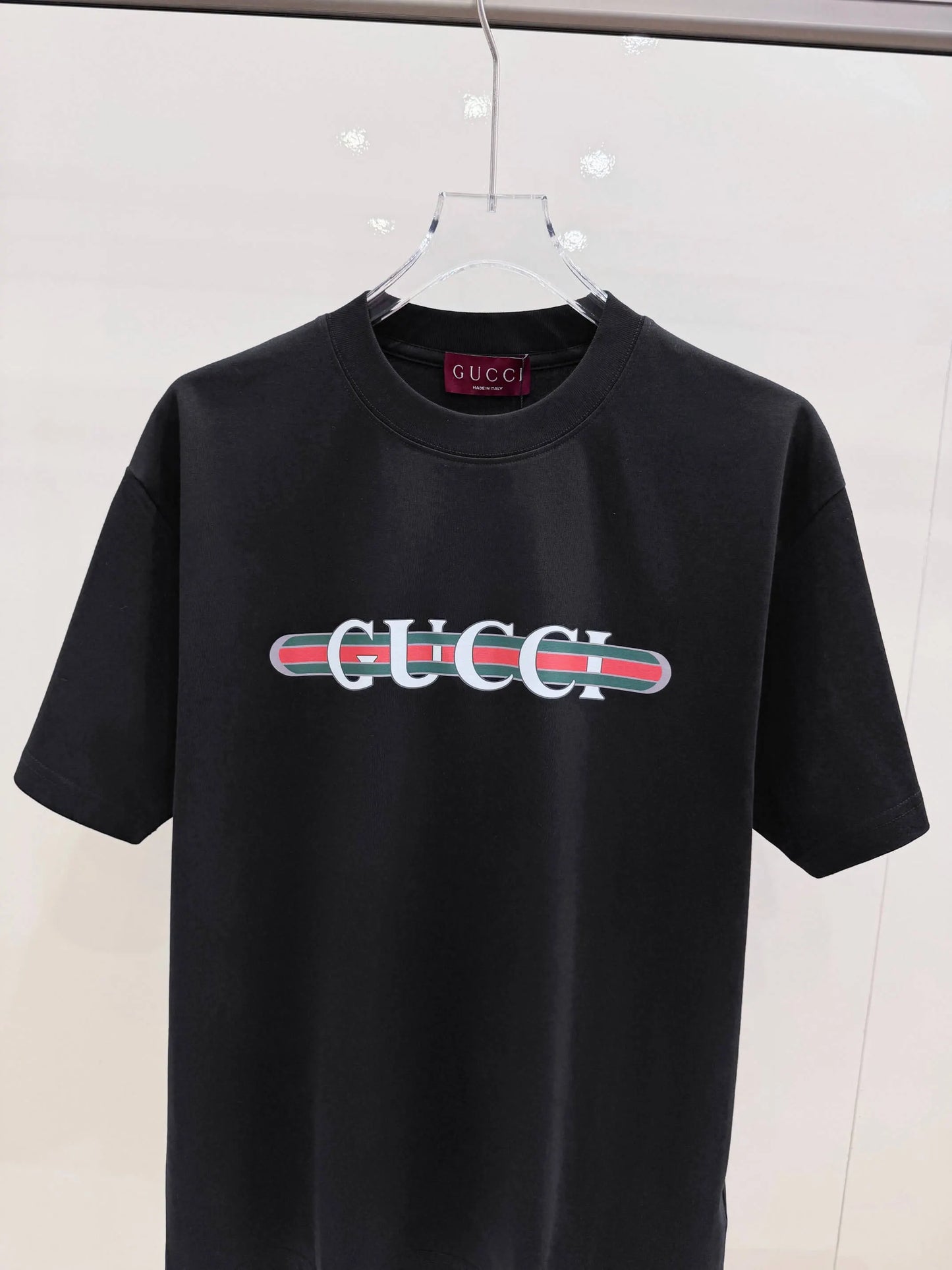 Retro Stripe Bar Letter Print T-Shirt