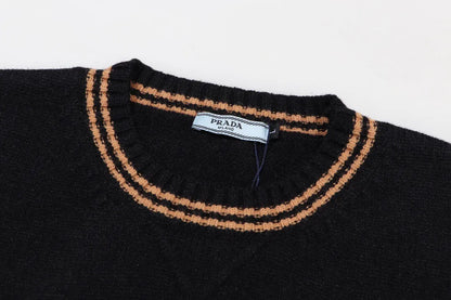 Crest Striped Trim Sweater