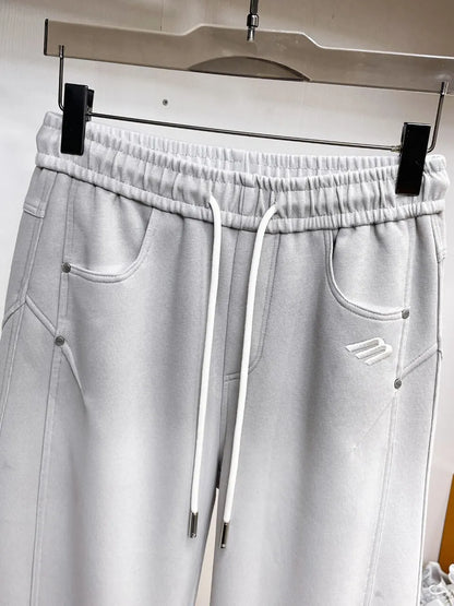 Geometric Stitching Adjustable‑hem Pants