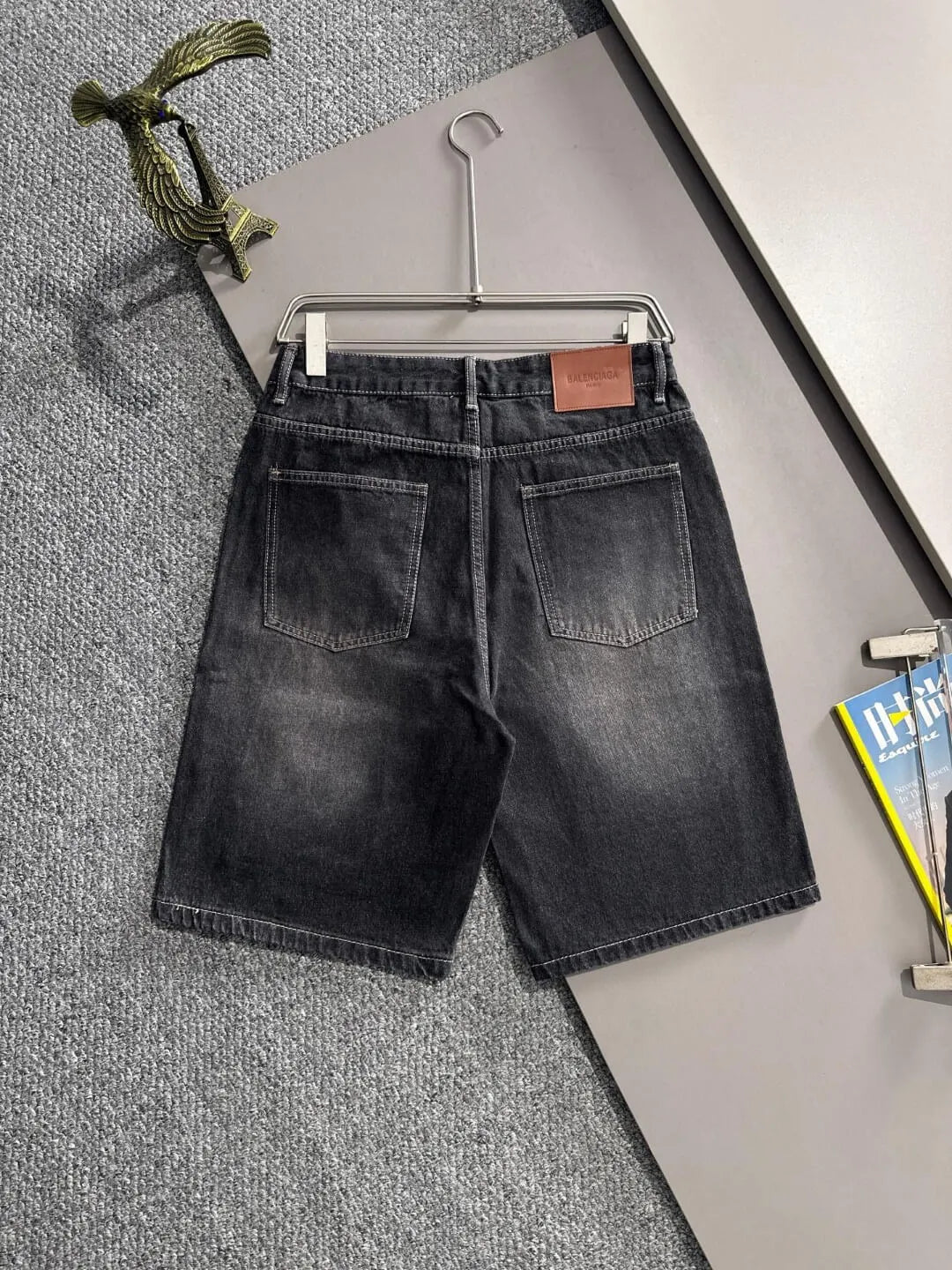 Frayed Patch Ripped Denim Shorts