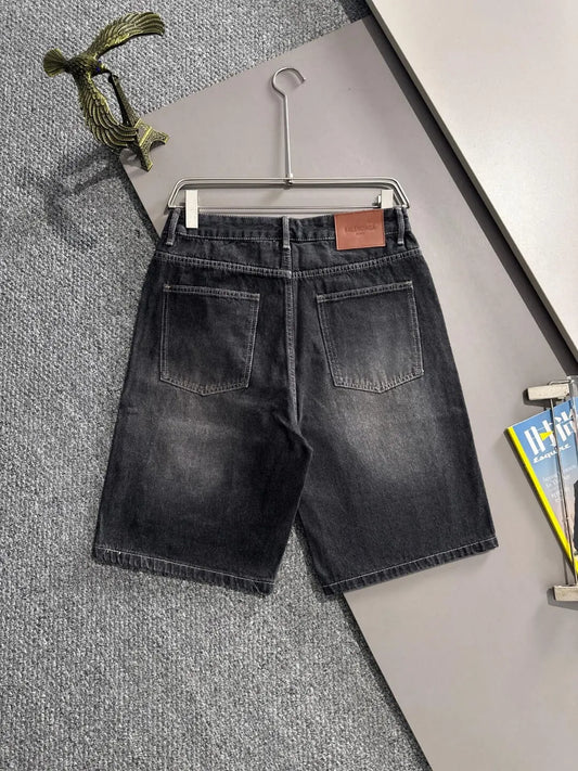 Frayed Patch Ripped Denim Shorts