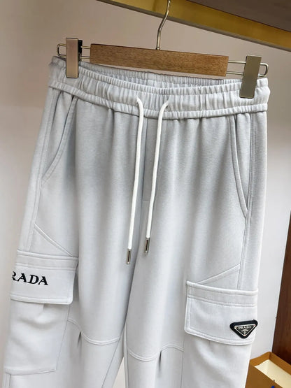 Triangle Badge Multi‑Pocket Cargo Pants