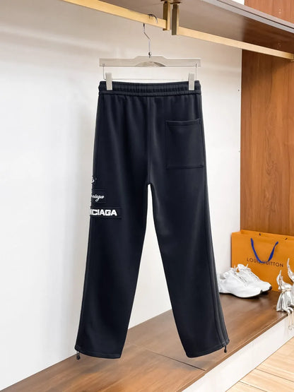 Multi‑Embroidered Patch Straight‑Leg Pants