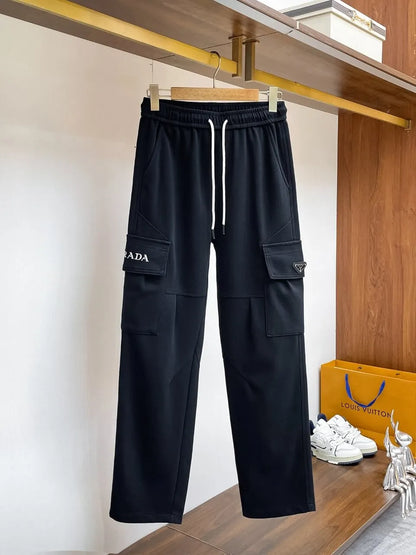 Triangle Badge Multi‑Pocket Cargo Pants