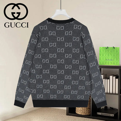 Jacquard Crew Neck Knit Sweater
