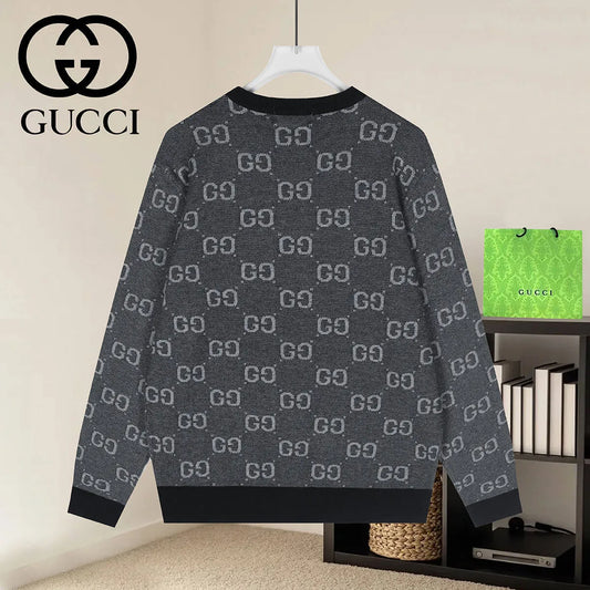 Jacquard Crew Neck Knit Sweater