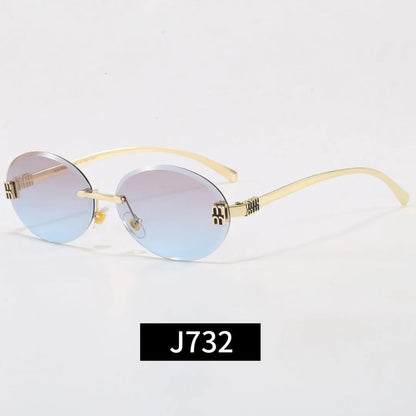 Rimless Oval Letter Sunglasses