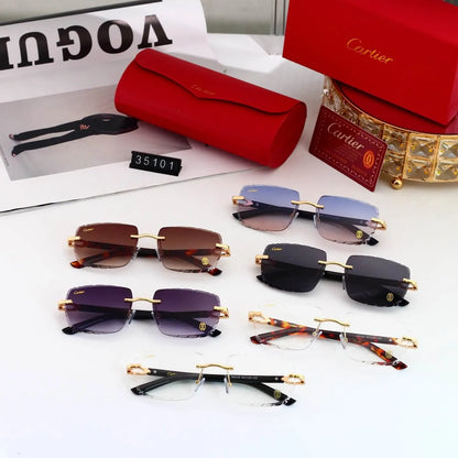 Scalloped Rimless Business Sunglasses