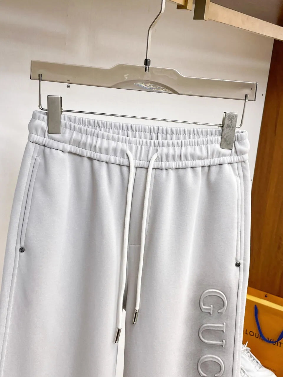 Side Embossed Drawstring‑Hem Pants