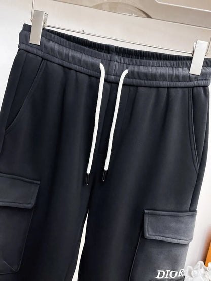 Patch‑Embroidered Cargo‑Style Pants