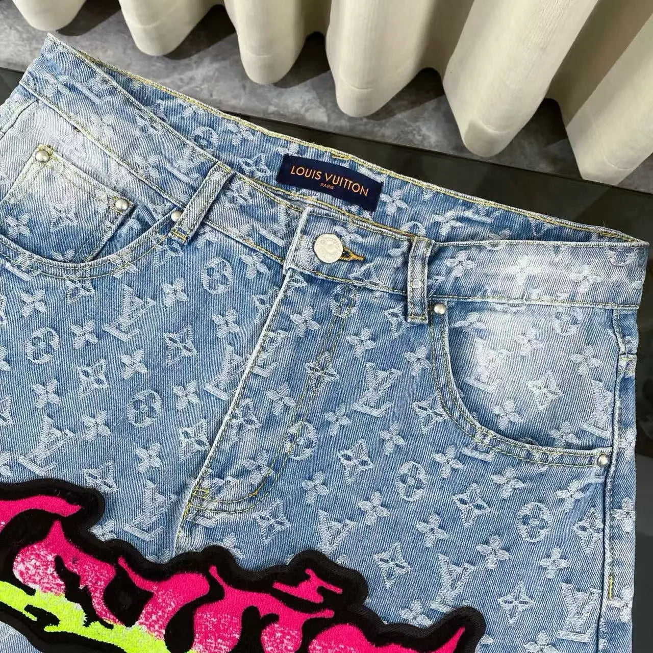 All-Over Letter Print Jeans