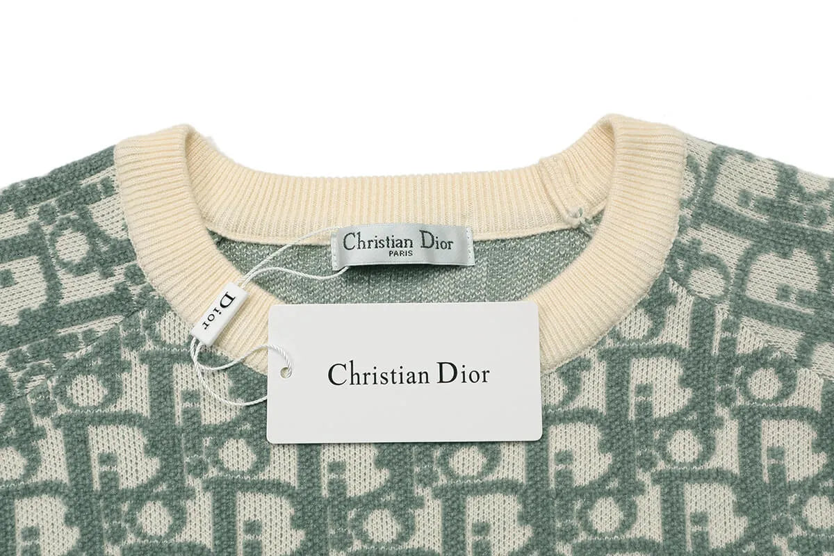 Oblique Jacquard Crew Neck Knit Sweater