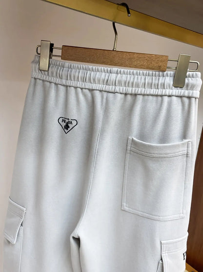 Triangle Badge Multi‑Pocket Cargo Pants