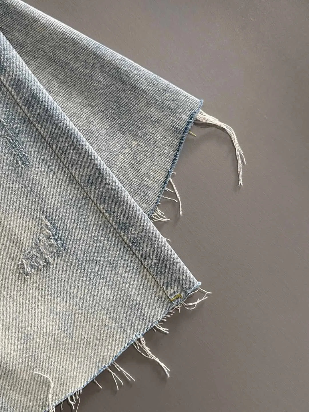 Star Print Frayed Denim Shorts